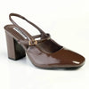 Madison Qia Almond Toe Slingback Block Heel - Chocolate