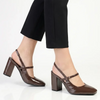 Madison Qia Almond Toe Slingback Block Heel - Chocolate