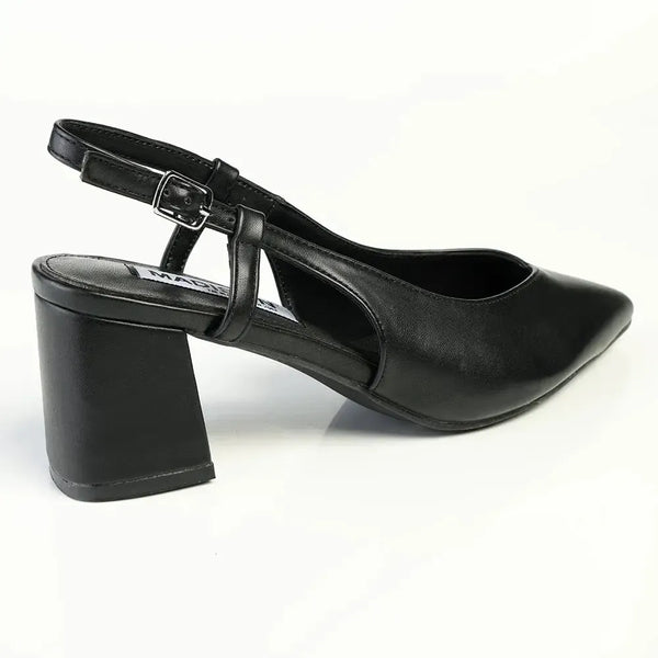 Madison Quest V Vamp Slingback On Medium Block Heel - Black