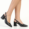 Madison Quest V Vamp Slingback On Medium Block Heel - Black