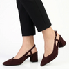 Madison Quest V Vamp Slingback On Medium Block Heel - Chocolate