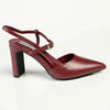 Madison Quill Closed Toe Slingback Block Heel - Burgundy