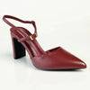 Madison Quill Closed Toe Slingback Block Heel - Burgundy