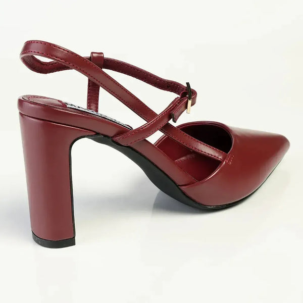 Madison Quill Closed Toe Slingback Block Heel - Burgundy