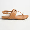 Madison T-Bar Slingback Flat Sandal With Trim Detail - Tan-Madison-Buy shoes online