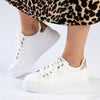 Madison Teagan Fashion Sneaker - White/Gold-Madison Heart of New York-Buy shoes online