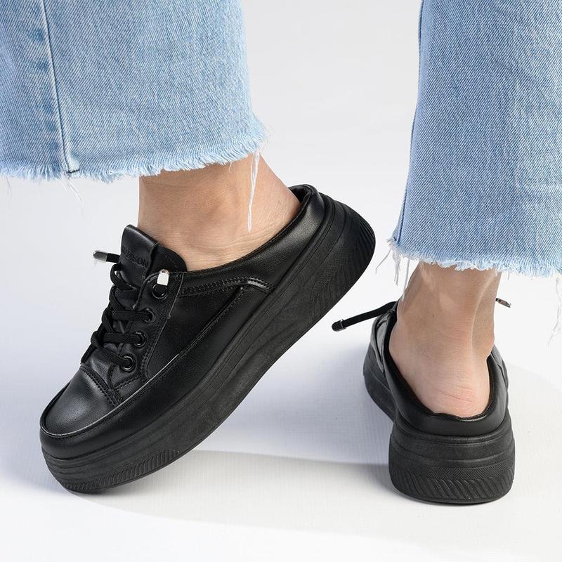 Madison Theodora Ladies Slip on Platform Sneaker Black Shoe