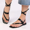 Madison Toe Loop Strappy Flat Sandal - Black