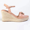 Madison Trimmed Espadrille Wedge - Nude