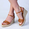 Madison Trimmed Espadrille Wedge - Tan