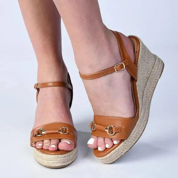 Madison Trimmed Espadrille Wedge - Tan