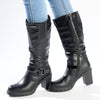 Pierre Cardin Block Heel Side Buckle Boot - Black-Pierre Cardin-Buy shoes online