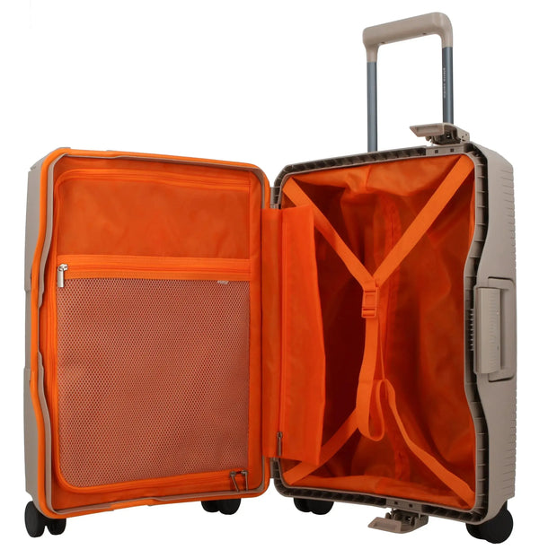 Pierre Cardin Cannes Clip Hard Shell Trolley Bag - Beige Orange