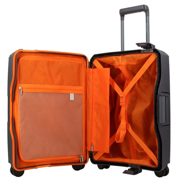 Pierre Cardin Cannes Clip Hard Shell Trolley Bag - Charcoal & Orange