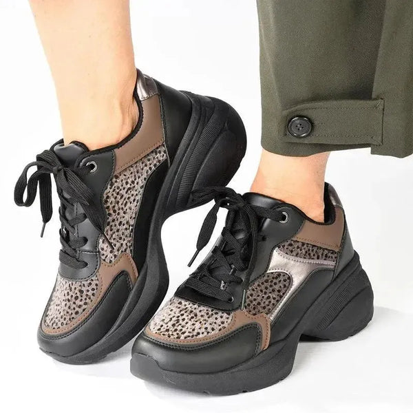 Pierre Cardin Carina 1 Chunky Sole Sneaker - Black Leopard