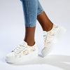 Pierre Cardin Catherine Lace Up Sneaker - White Flower-Pierre Cardin-Buy shoes online