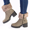 Pierre Cardin Dente Short Fur Collar Boot - Olive