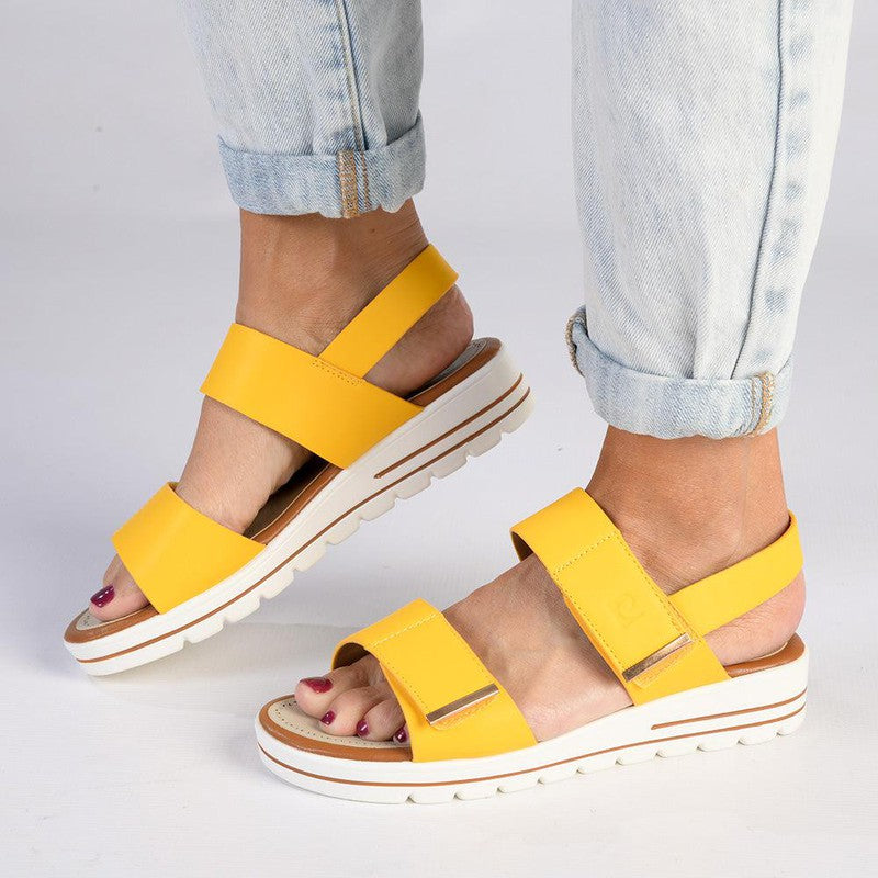 Yellow double deals strap sandals