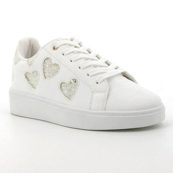 Pierre Cardin Godiva Lace Sneaker With Hearts - White-Pierre Cardin-Buy shoes online