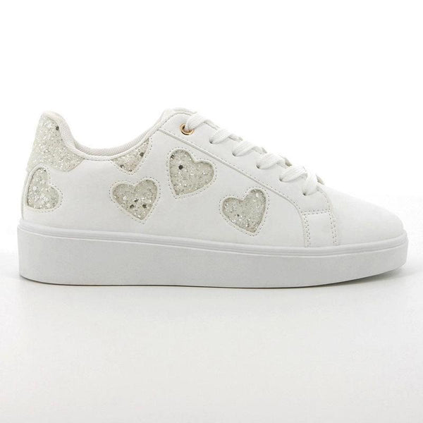 Pierre Cardin Godiva Lace Sneaker With Hearts - White-Pierre Cardin-Buy shoes online