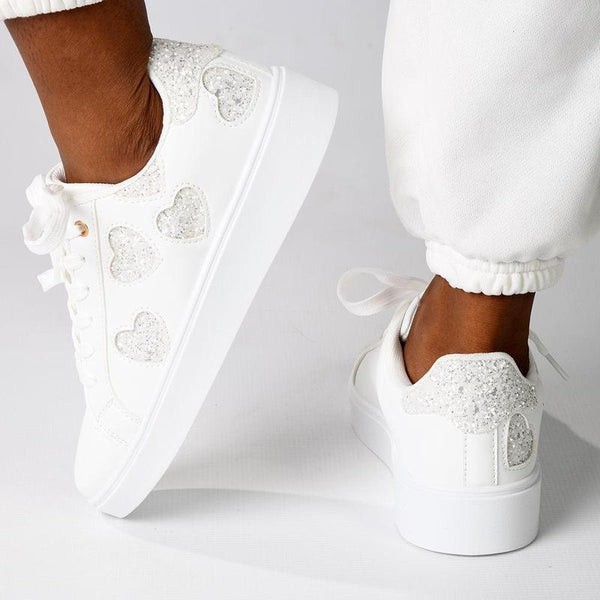 Pierre Cardin Godiva Lace Sneaker With Hearts - White-Pierre Cardin-Buy shoes online