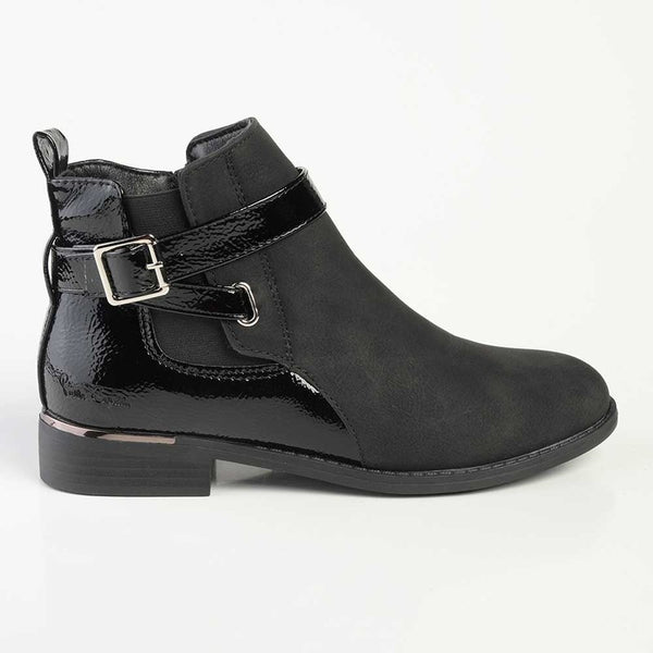 Pierre Cardin Kylie Patent Counter Ankle Bootie - Black-Pierre Cardin-Buy shoes online