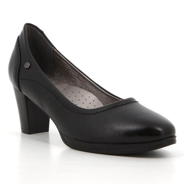 Pierre Cardin Ladies Stack Court Heel - Black-Pierre Cardin-Buy shoes online