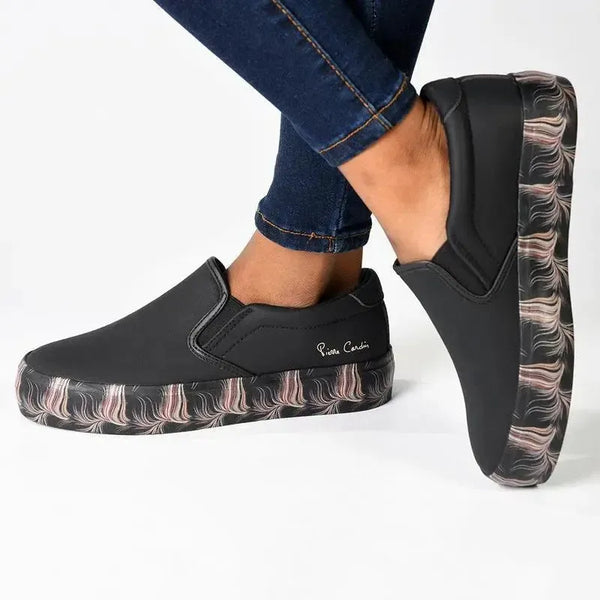 Pierre Cardin Lillie 3 Ladies Slip On Printed Sole Sneaker - Black