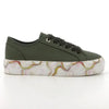 Pierre Cardin Lillie Ladies Lace With Printed Sole Sneaker - Olive