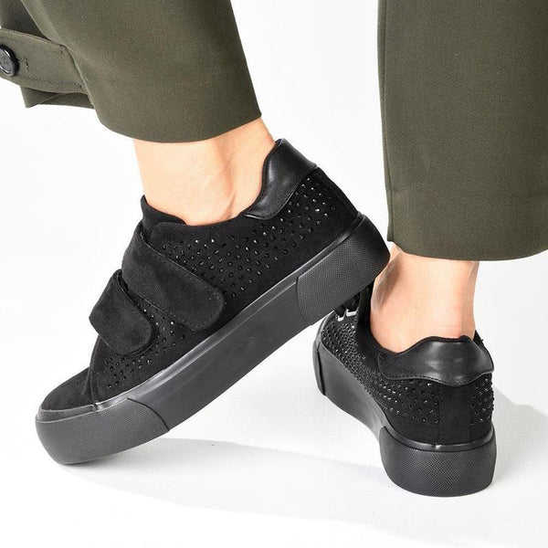 Pierre Cardin Lilou 2 Ladies Platform Velcro Sneaker - Black-Pierre Cardin-Buy shoes online