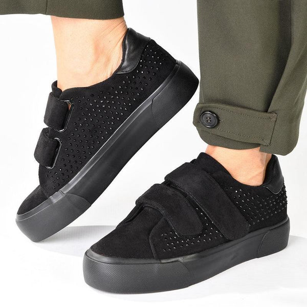 Pierre Cardin Lilou 2 Ladies Platform Velcro Sneaker - Black-Pierre Cardin-Buy shoes online