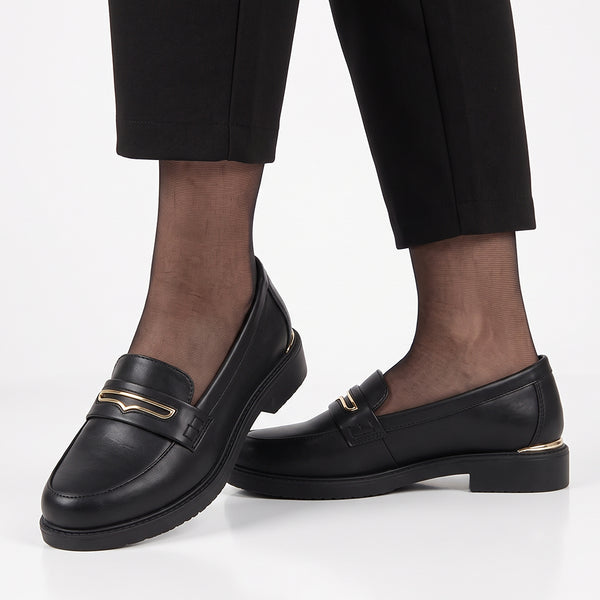 Pierre Cardin Metal Saddle Loafer - Black