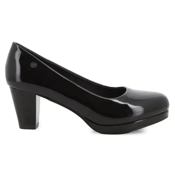 Pierre Cardin Milly Patent Block Heel - Black