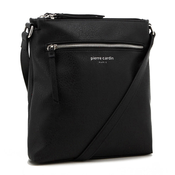 Pierre Cardin Serena Double Compartment Crossbody Bag - Black