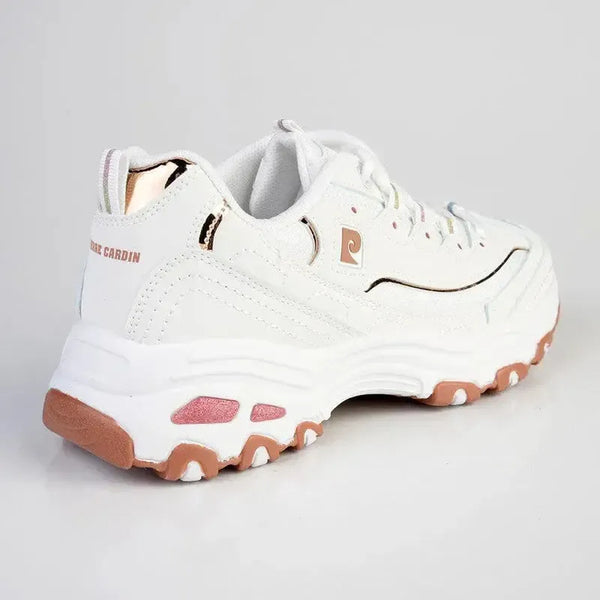 Pierre Cardin Sirene 3 Lace Up Sneaker- White/Rose Gold