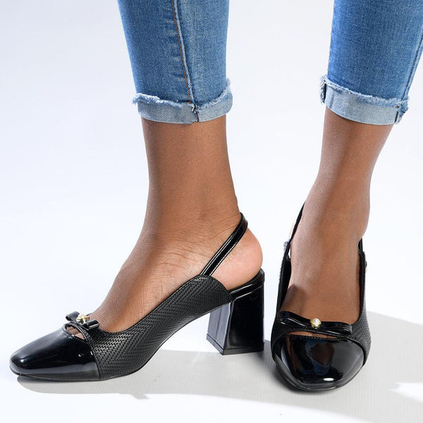 Pierre Cardin Square Toe Slingback - Black-Pierre Cardin-Buy shoes online