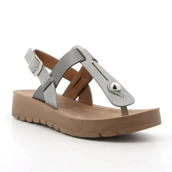 Pierre Cardin Tayla Silver Thong Sandals - Silver