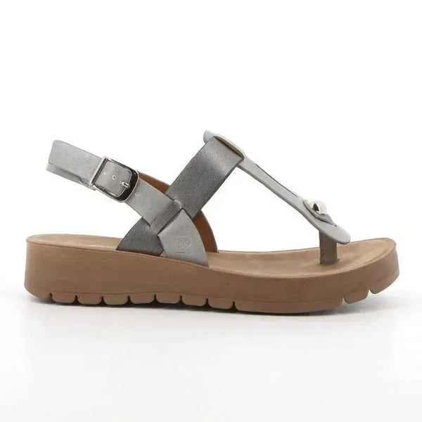 Pierre Cardin Tayla Silver Thong Sandals - Silver