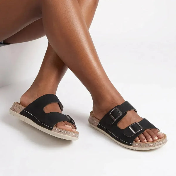 Pierre Cardin Twin Buckle Sandal - Black