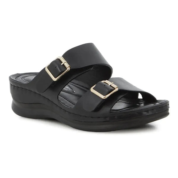 Pierre Cardin Twin Buckle Sandals - Black