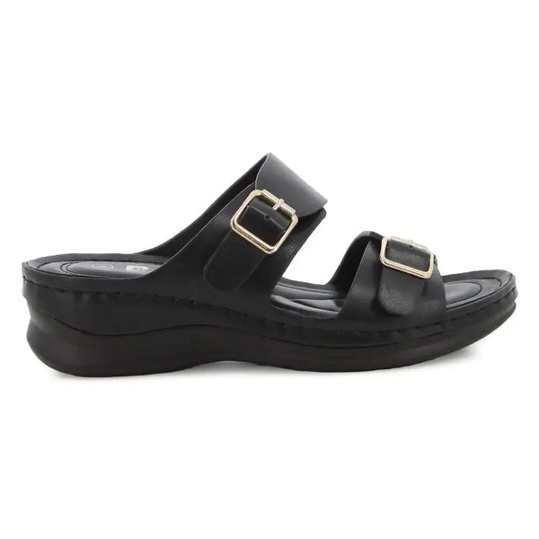 Pierre Cardin Twin Buckle Sandals - Black