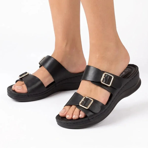 Pierre Cardin Twin Buckle Sandals - Black
