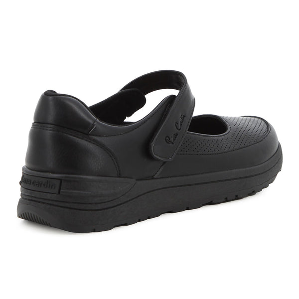 Pierre Cardin Velcro Strap Flat - Black