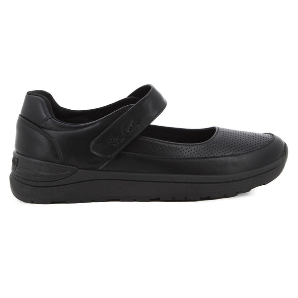 Pierre Cardin Velcro Strap Flat - Black