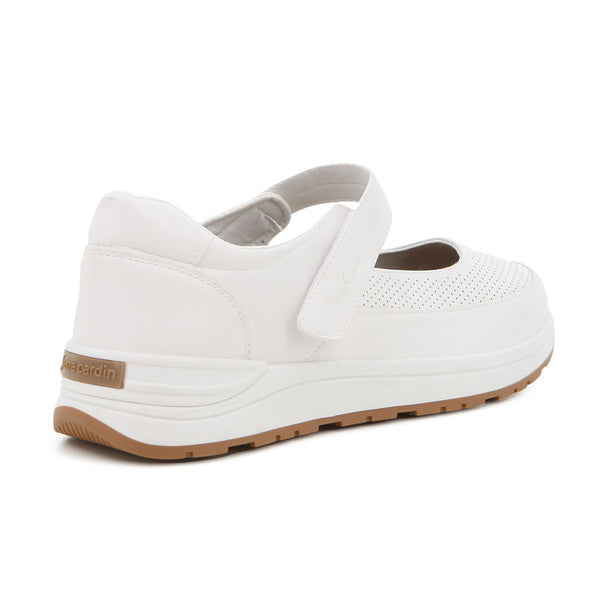 Pierre Cardin Velcro Strap Flat - White