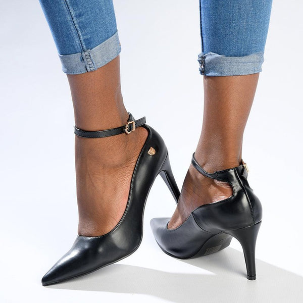 Pierre Cardin Vivian Ankle Strap Court Heels - Black