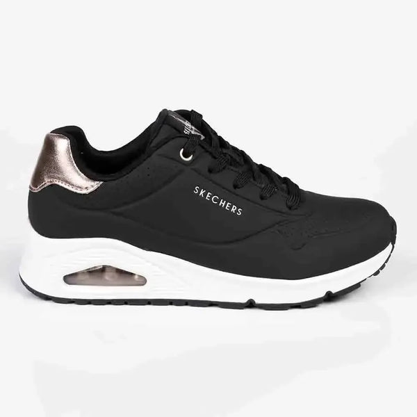Skechers Uno Lace Up Sneaker - Black