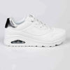 Skechers Uno Lace Up Sneaker - White/ Silver