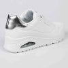 Skechers Uno Lace Up Sneaker - White/ Silver