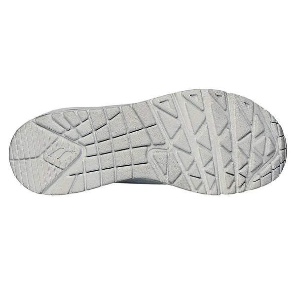 Skechers Uno Lace Up Sneaker - White/ Silver